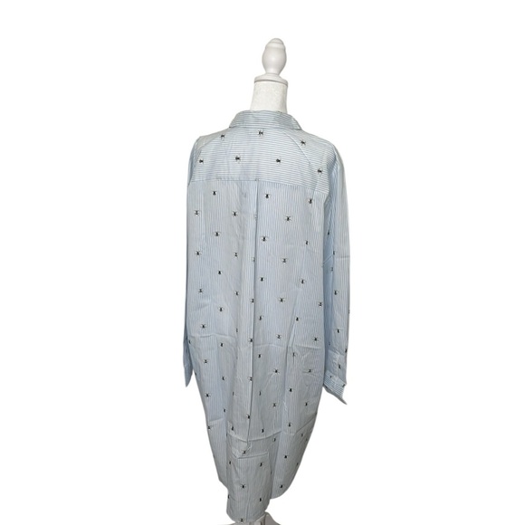 NWOT Lands End Night Shirt Nightgown Blue and White stripe Bees XL / 18 - Picture 4 of 4